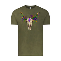 Vintage Olive Mardi Gras Bull Skull Vintage Tee - RanaPortraitStore