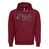 Burgundy god bless america Zipper Hoodie - CowhideDigitalArt