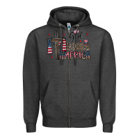 Charcoal Heather god bless america Zipper Hoodie - CowhideDigitalArt
