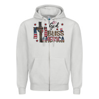 Dove Grey god bless america Zipper Hoodie - CowhideDigitalArt