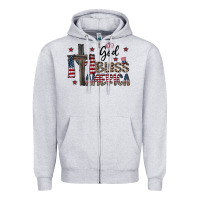 Heather Grey god bless america Zipper Hoodie - CowhideDigitalArt