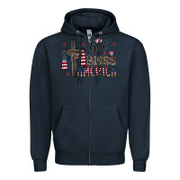 Navy god bless america Zipper Hoodie - CowhideDigitalArt
