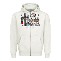 Oatmeal Heather god bless america Zipper Hoodie - CowhideDigitalArt