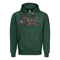 Sports Green god bless america Zipper Hoodie - CowhideDigitalArt