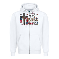 White god bless america Zipper Hoodie - CowhideDigitalArt
