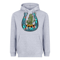 Heather Grey cactus horseshoe Heavyweight Hoodie - JahusDesignShop