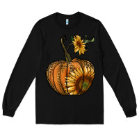 Black pumpkin with sunflower Long Sleeve Tee - RanaPortraitStore