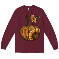 Burgundy pumpkin with sunflower Long Sleeve Tee - RanaPortraitStore