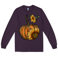 Plum pumpkin with sunflower Long Sleeve Tee - RanaPortraitStore