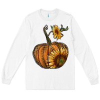 White pumpkin with sunflower Long Sleeve Tee - RanaPortraitStore