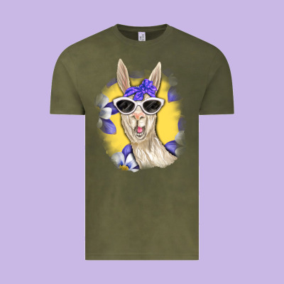 Vintage Tee Llama With Sunglasses