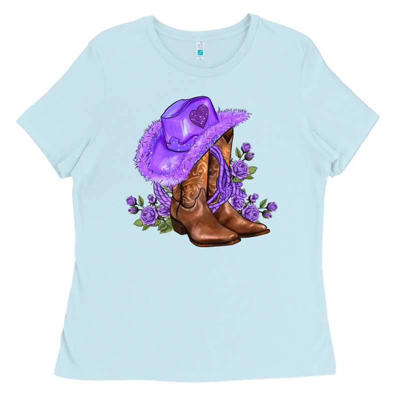 Purple Cowgirl  And Roses Ladies Tee by AdoDesignShop | Teevron