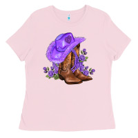 Bubblegum Pink purple cowgirl  and roses Ladies Tee - AdoDesignShop