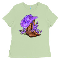 Matcha purple cowgirl  and roses Ladies Tee - AdoDesignShop