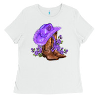 White purple cowgirl  and roses Ladies Tee - AdoDesignShop