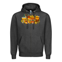 Charcoal Heather bee drink Zipper Hoodie - RacoonDesign