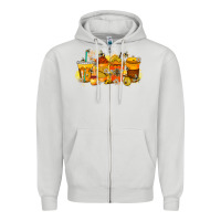 Dove Grey bee drink Zipper Hoodie - RacoonDesign