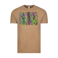 Vintage Coffee Mardi Gras Leopard Beads Brushstrokes Vintage Tee - RanaPortraitStore