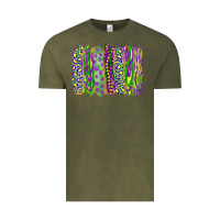 Vintage Olive Mardi Gras Leopard Beads Brushstrokes Vintage Tee - RanaPortraitStore