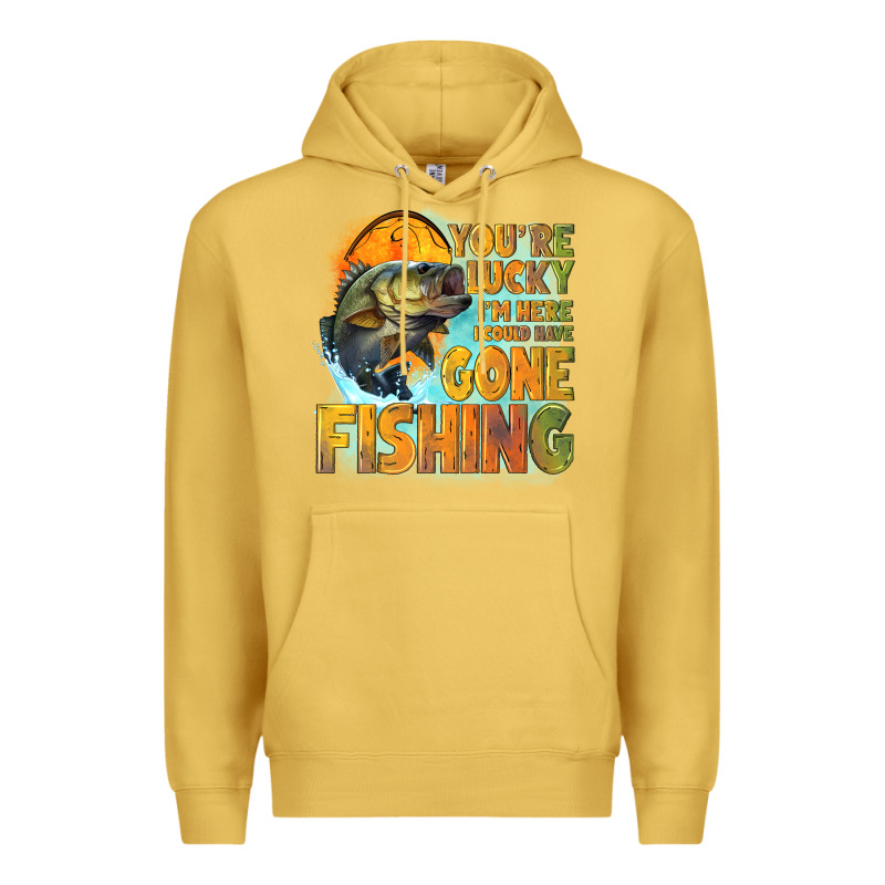 Youre Lucky Im Here I Could Have Gone Fishing Premium Hoodie by NancyCooperArtShop | Teevron
