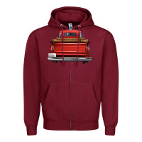 Burgundy western red truck back view Zipper Hoodie - FaDigitalArtStudio
