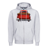 Heather Grey western red truck back view Zipper Hoodie - FaDigitalArtStudio