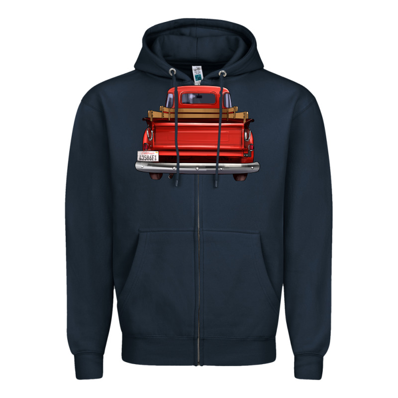 Western Red Truck Back View Zipper Hoodie by FaDigitalArtStudio | Teevron