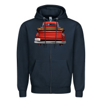 Navy western red truck back view Zipper Hoodie - FaDigitalArtStudio