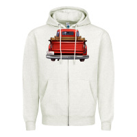 Oatmeal Heather western red truck back view Zipper Hoodie - FaDigitalArtStudio