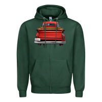 Sports Green western red truck back view Zipper Hoodie - FaDigitalArtStudio
