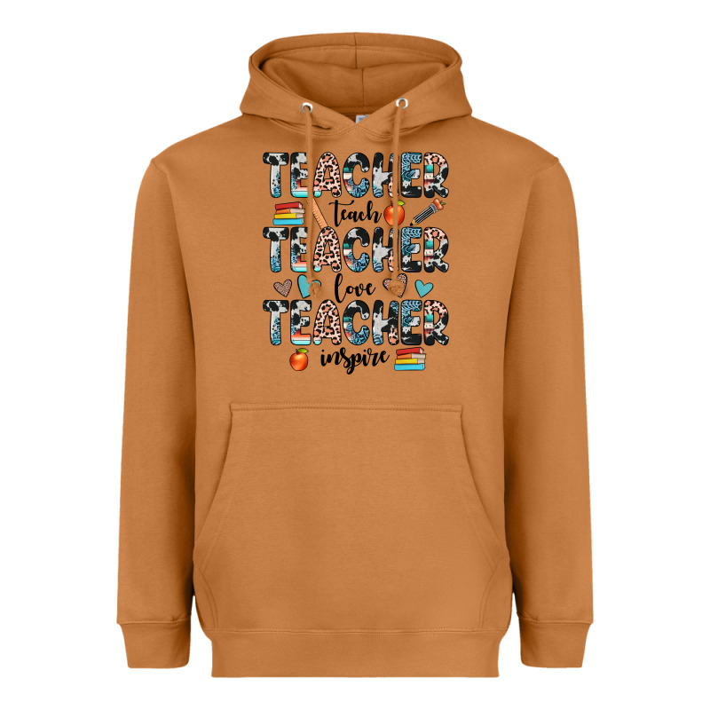 Teacher Teach Love Inspire Heavyweight Hoodie by JahusDesignShop | Teevron