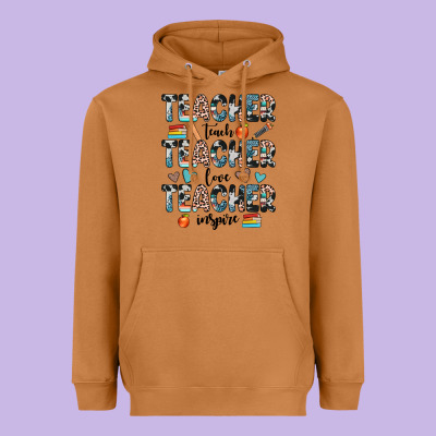 Teacher Teach Love Inspire Heavyweight Hoodie Designed By Jahusdesignshop