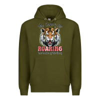 Army Green the heavens are roaring tiger Premium Hoodie - MaliasSmallBusiness