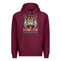 Burgundy the heavens are roaring tiger Premium Hoodie - MaliasSmallBusiness
