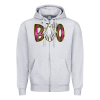 Heather Grey boo ghost Zipper Hoodie - RacoonDesign