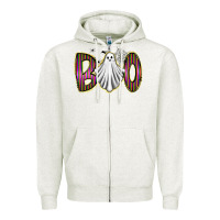 Oatmeal Heather boo ghost Zipper Hoodie - RacoonDesign