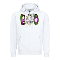 White boo ghost Zipper Hoodie - RacoonDesign