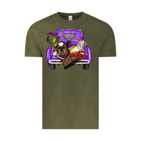 Vintage Olive Mardi Gras Truck With Farm Animals Vintage Tee - RanaPortraitStore