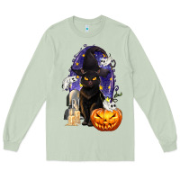 Matcha Halloween Cat and Pumpkin Long Sleeve Tee - texasbilliewilder