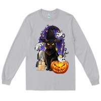 Moon Dust Halloween Cat and Pumpkin Long Sleeve Tee - texasbilliewilder