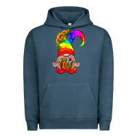 Pigment Midnight Navy LGBTQ+ Pride Gnome With Donut Urban Hoodie - BundleAndBundleShop