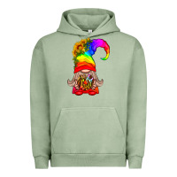 Pigment Oil Green LGBTQ+ Pride Gnome With Donut Urban Hoodie - BundleAndBundleShop