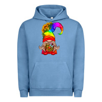 Pigment Pebble Blue LGBTQ+ Pride Gnome With Donut Urban Hoodie - BundleAndBundleShop