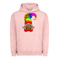Pigment Salmon LGBTQ+ Pride Gnome With Donut Urban Hoodie - BundleAndBundleShop