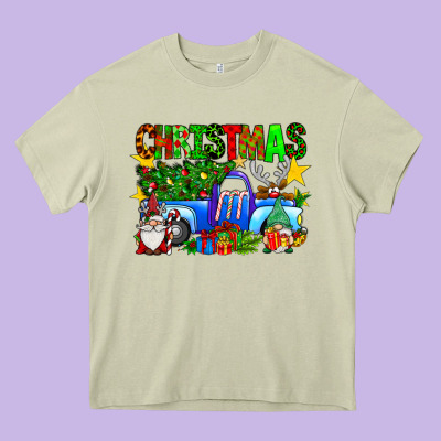 Christmas Truck Heavy Core Tee Designed By Sublimationcraftshop