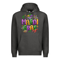 Charcoal Heather mardi gras Premium Hoodie - MaliasSmallBusiness