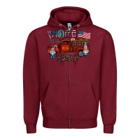 Burgundy home of the brave Zipper Hoodie - CowhideDigitalArt