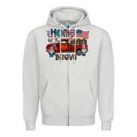 Dove Grey home of the brave Zipper Hoodie - CowhideDigitalArt
