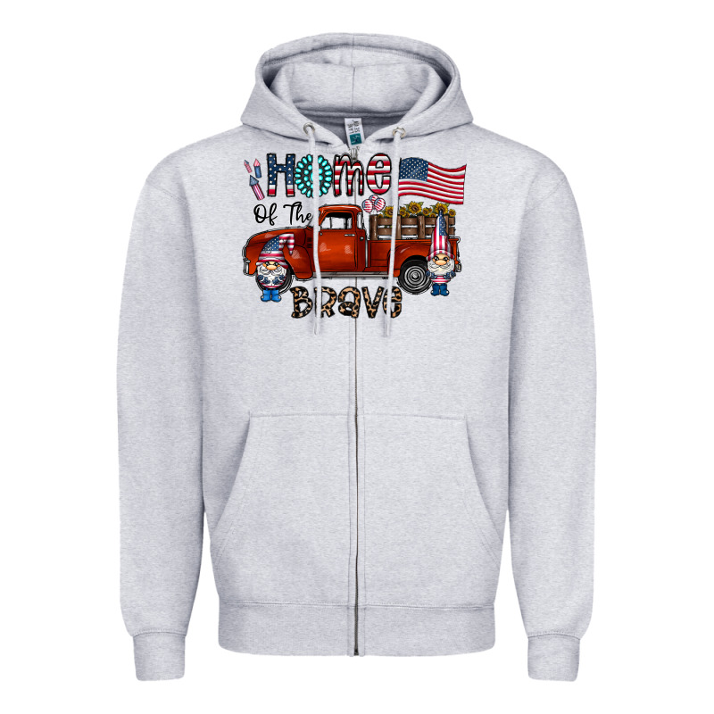 Home Of The Brave Zipper Hoodie by CowhideDigitalArt | Teevron