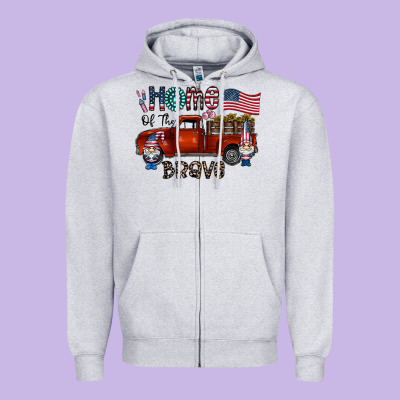 Home Of The Brave Zipper Hoodie Designed By Cowhidedigitalart
